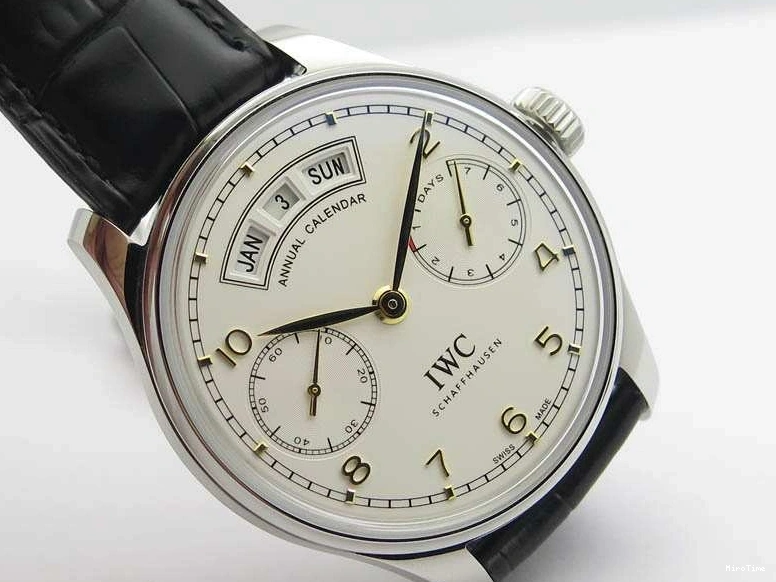 MIROTIME 0513 Portuguese Real PR Real Annual Calendar IW5035 YLF 1:1 Best Edition White Dial On Leather Strap A Refined 7243
